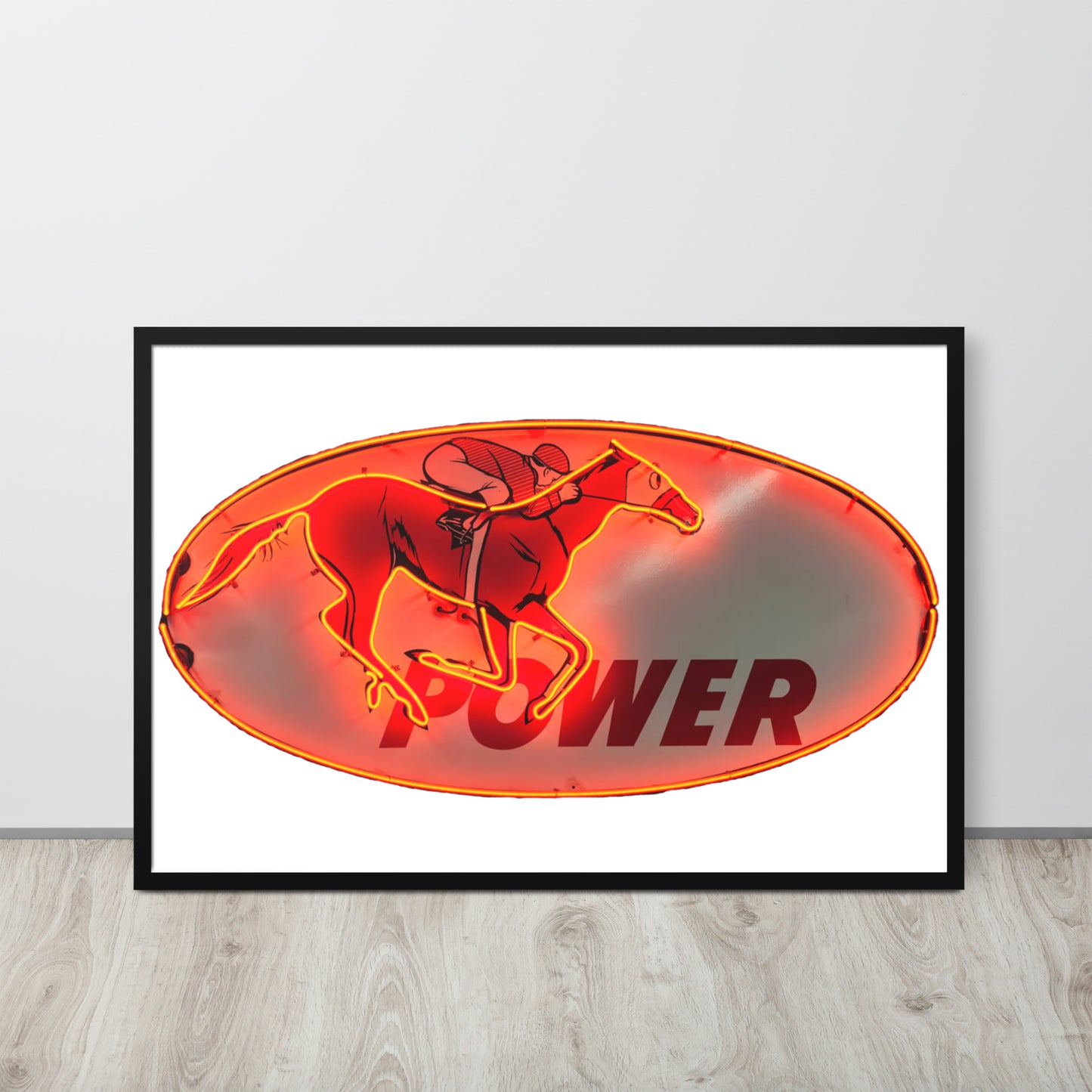 Retro Neon Sign Power Framed poster