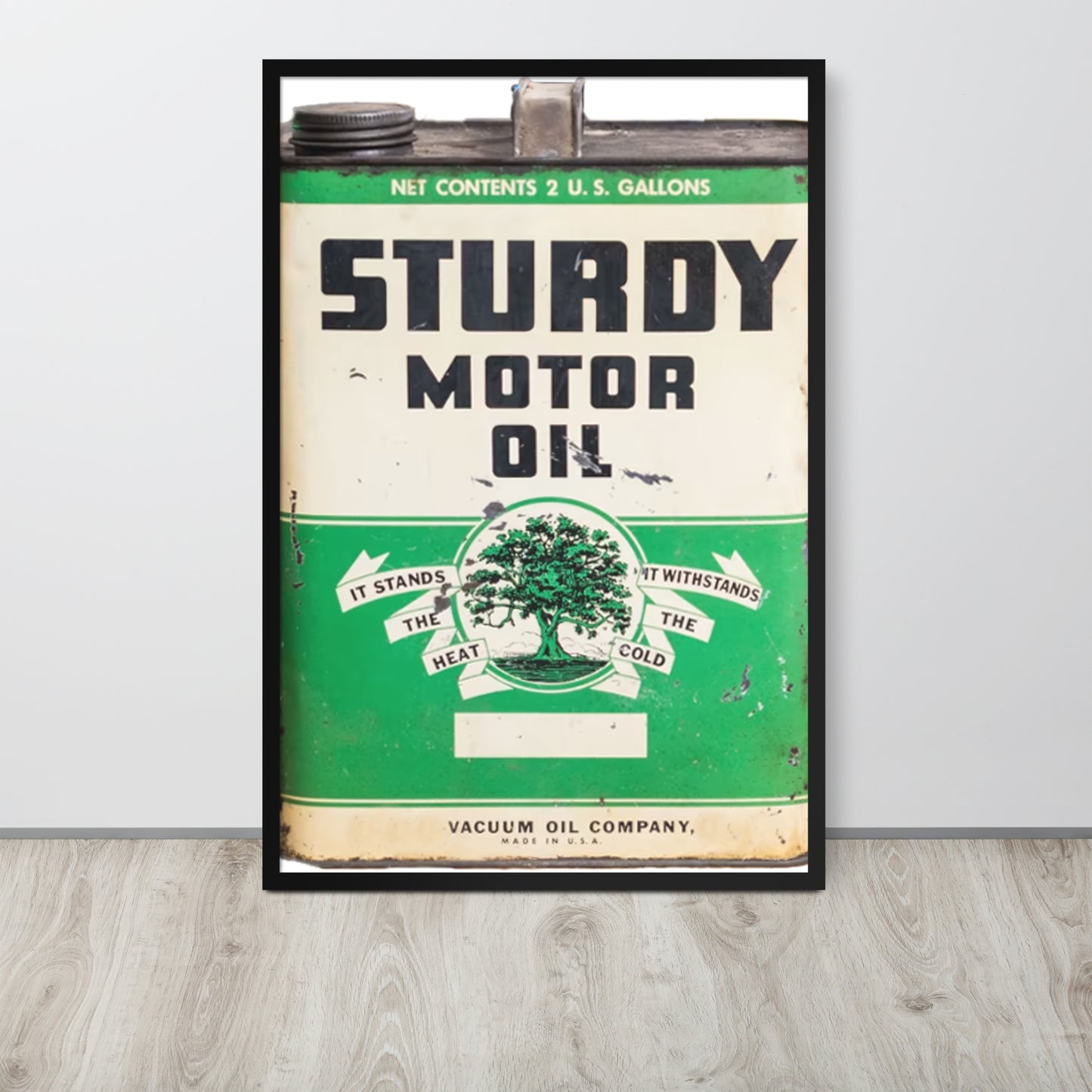 Vintage Sturdy Oil Can Patina Style Framed poster