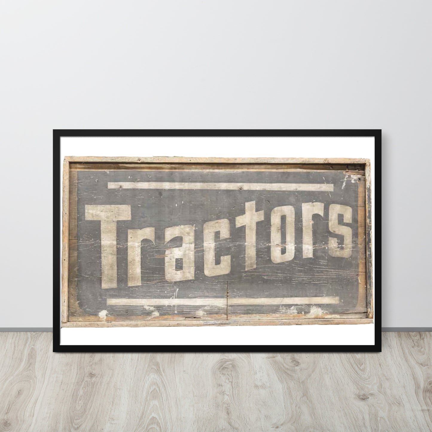 Retro Tractors Sign Wood Style Framed poster