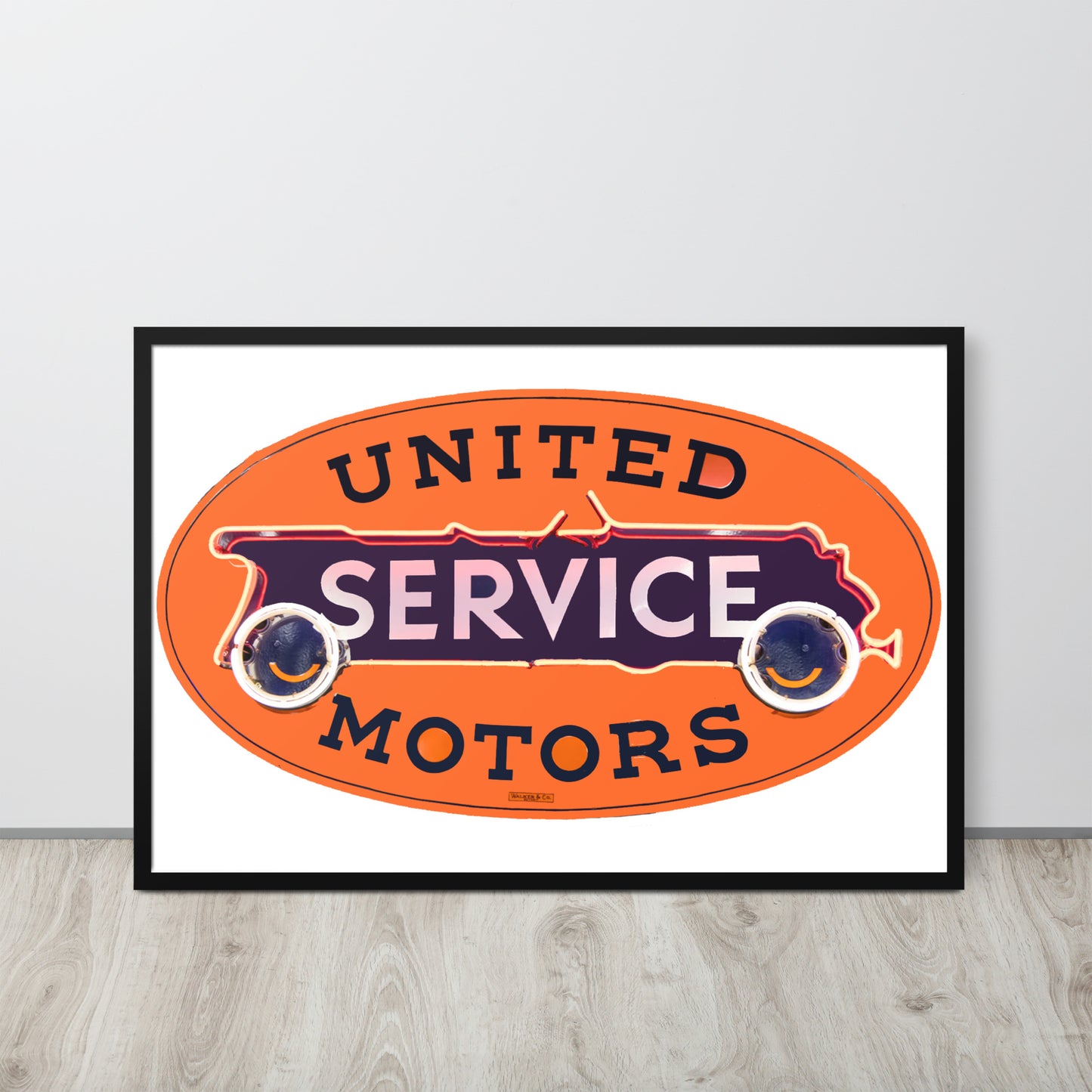 Vintage United Service Motor Neon Style Unlit Framed poster