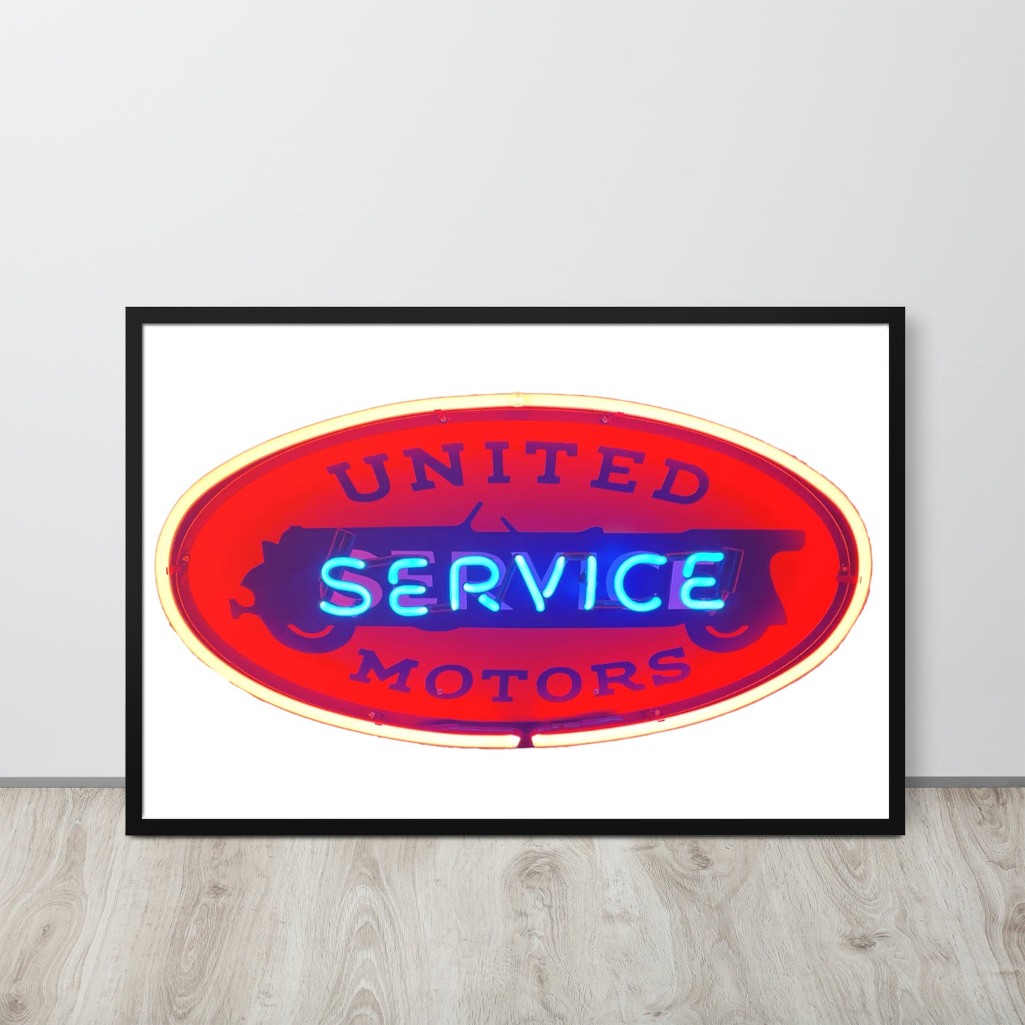 Vintage United Service Motor Neon Style Lit Framed poster