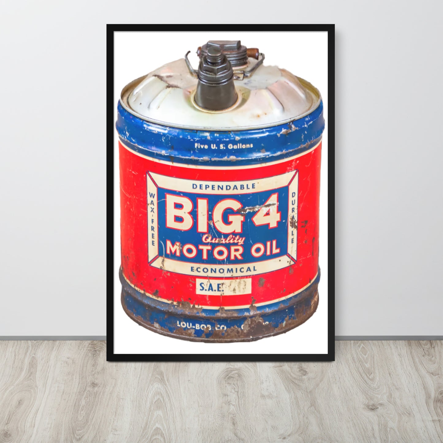 Vintage Motor Oil Steel Gallon Style Framed poster