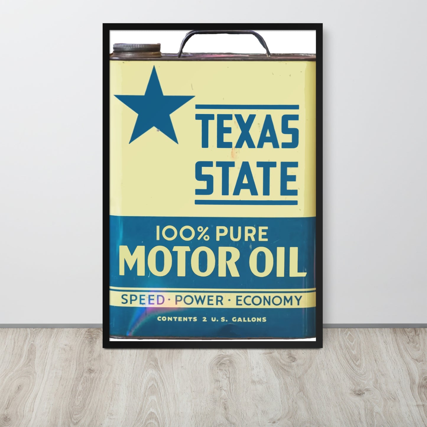 Vintage Texas Motor Oil Can Gallon Design Framed poster