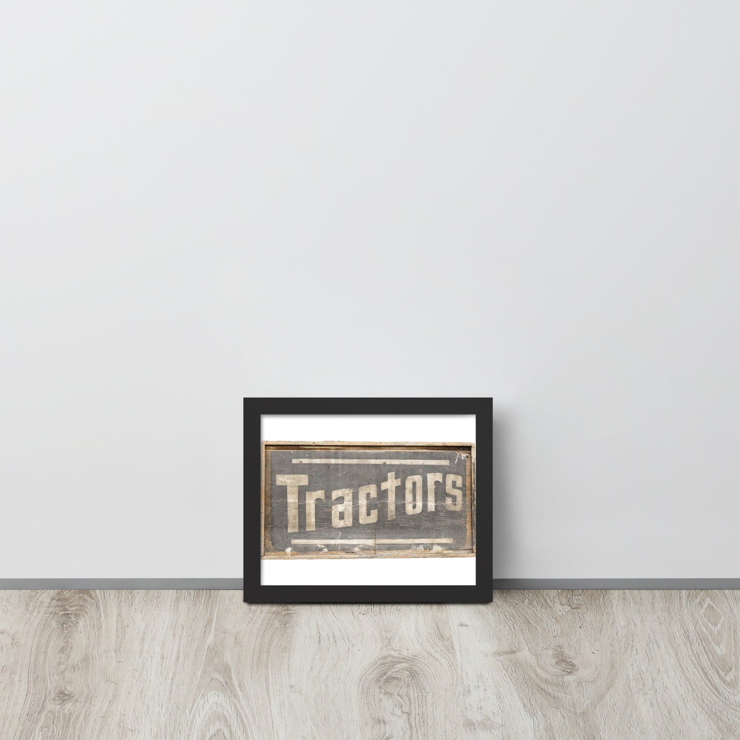 Retro Tractors Sign Wood Style Framed poster