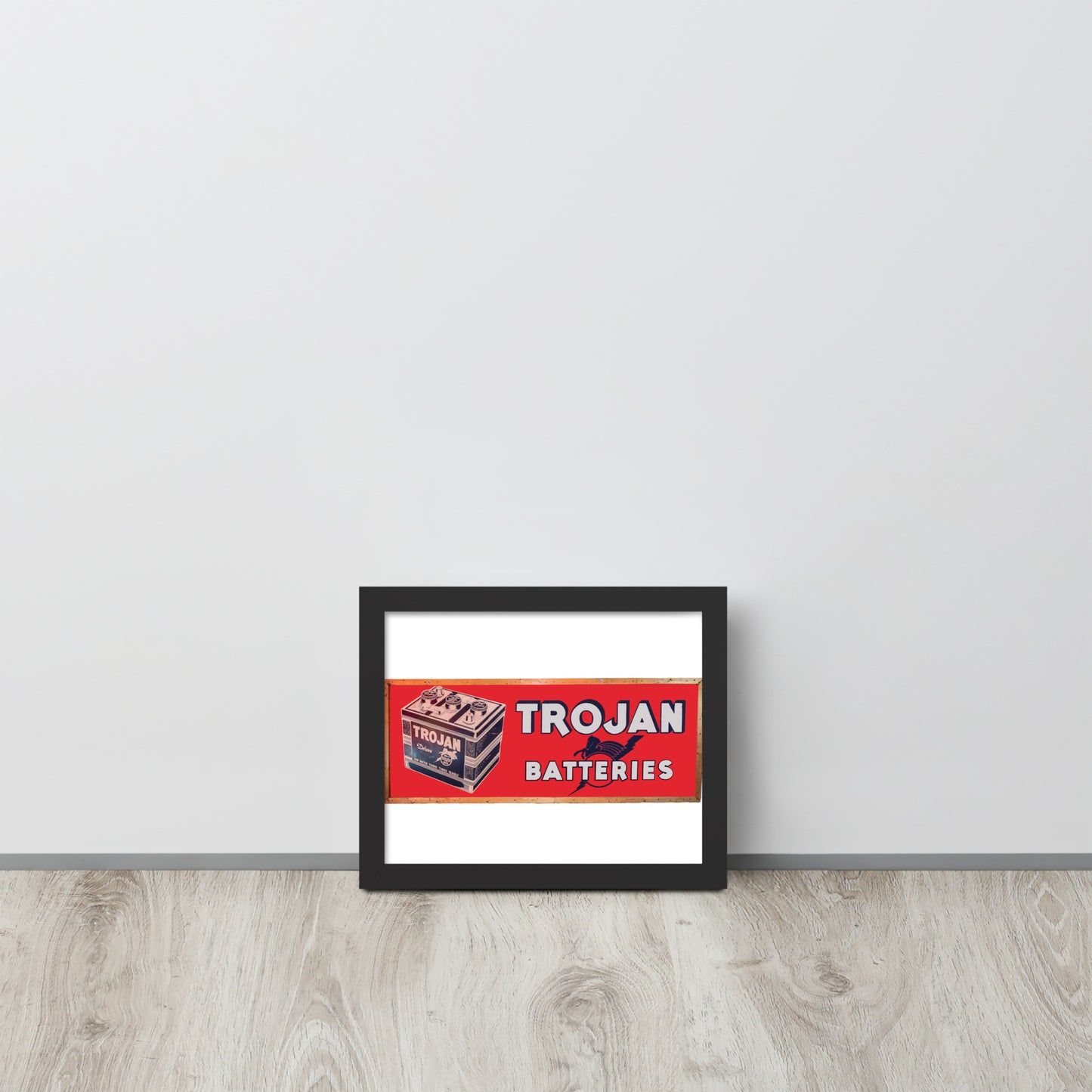 Vintage Trojan Battery Sign Framed poster