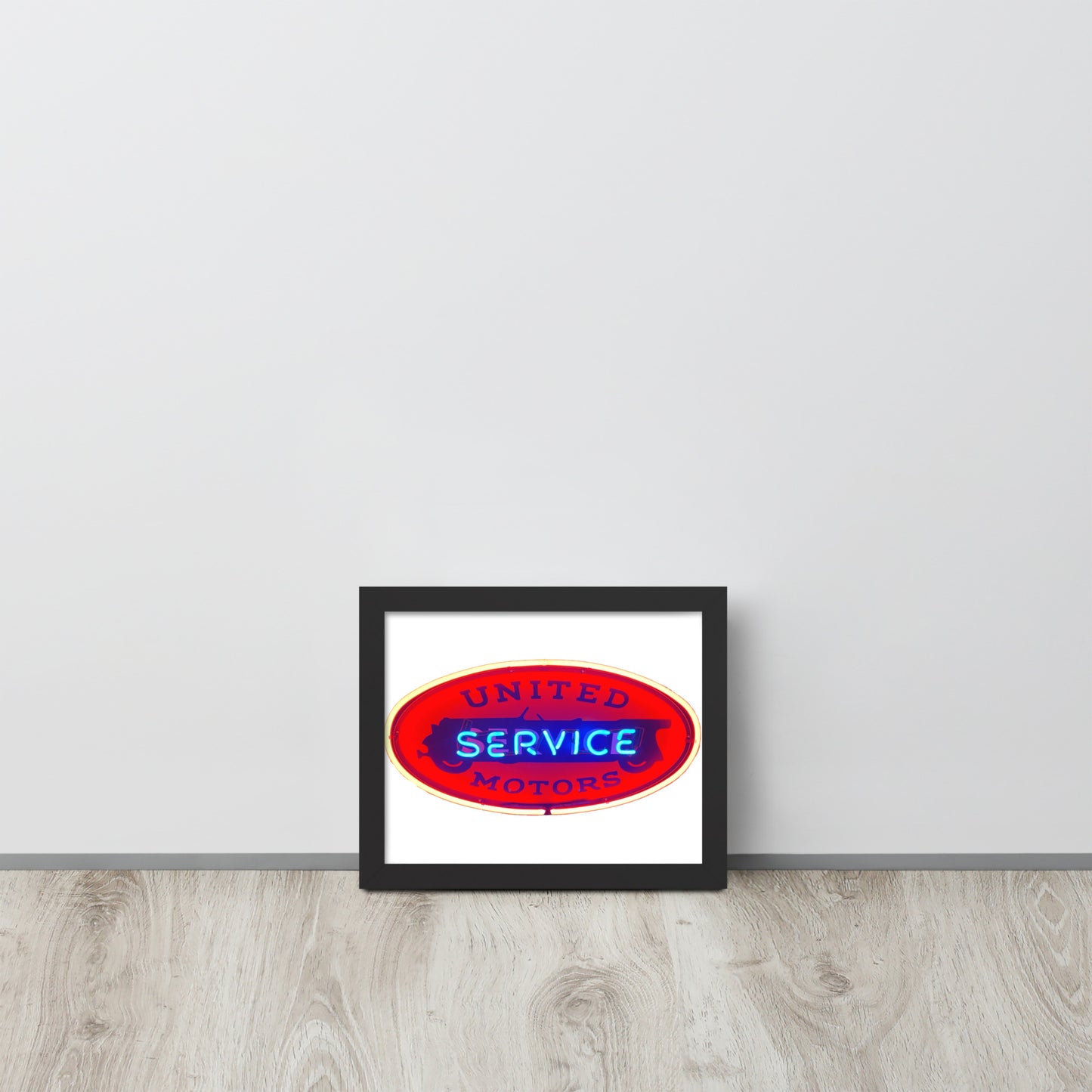 Vintage United Service Motor Neon Style Lit Framed poster