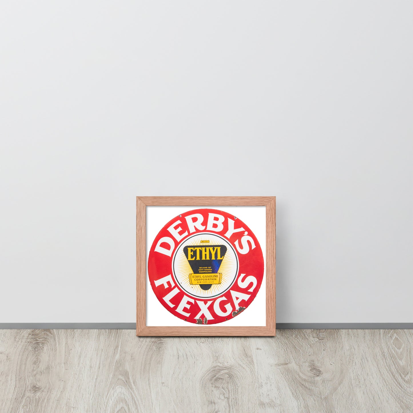 Vintage Derby Gas Tin Painted Design Framed poster