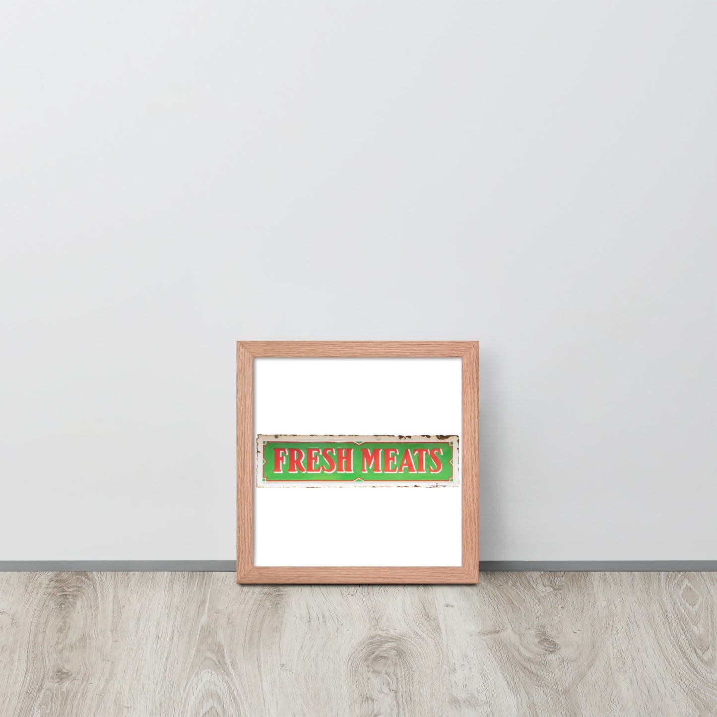 Vintage Fresh Meat Sign Porcelain Style Framed poster