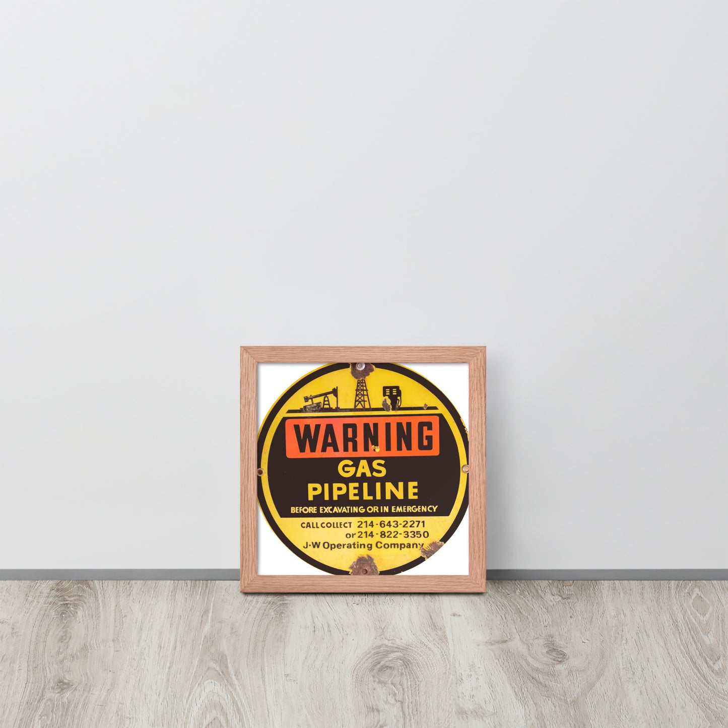 Retro Gas Warning Sign Tin Framed poster