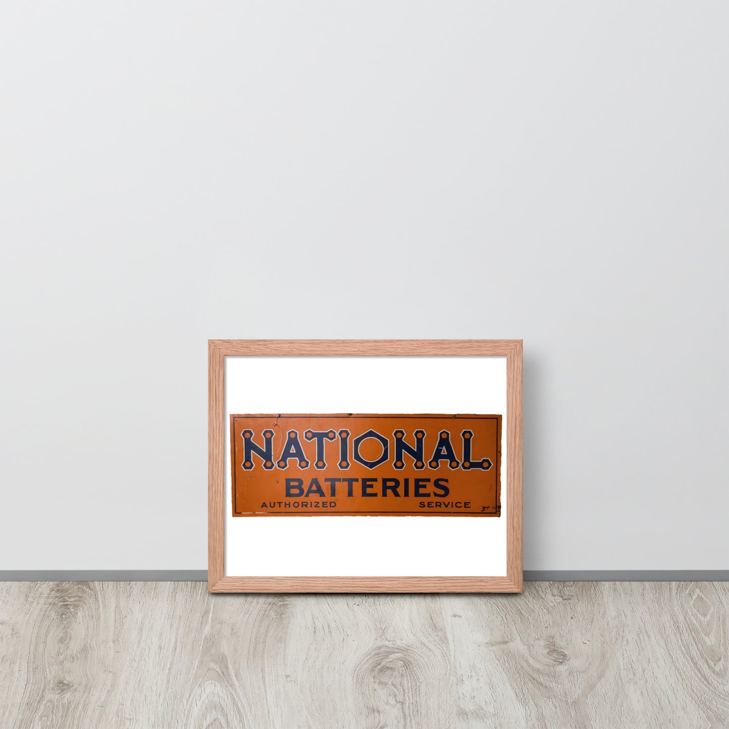 Retro National Battery Sign Patina Style Framed poster