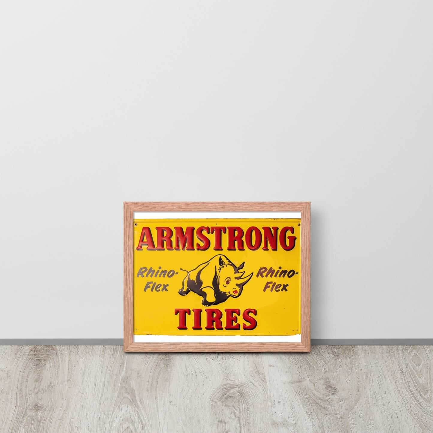 Retro Rhino Tire Sign Tin Style Framed poster