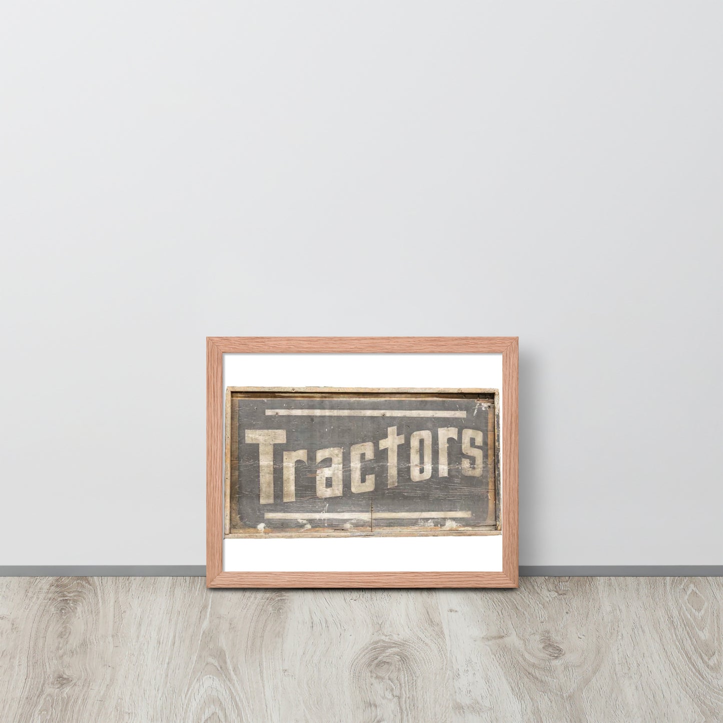 Retro Tractors Sign Wood Style Framed poster