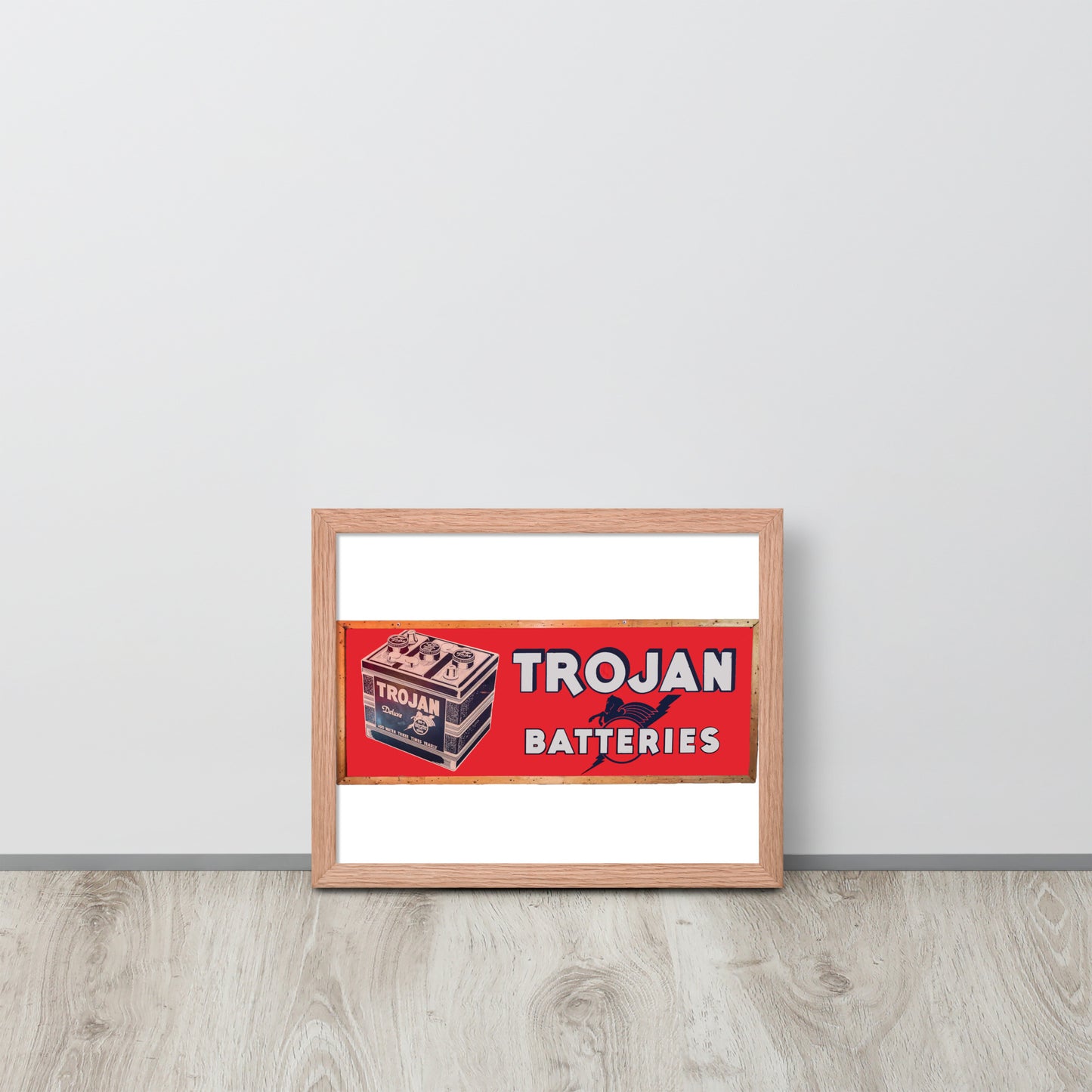 Vintage Trojan Battery Sign Framed poster