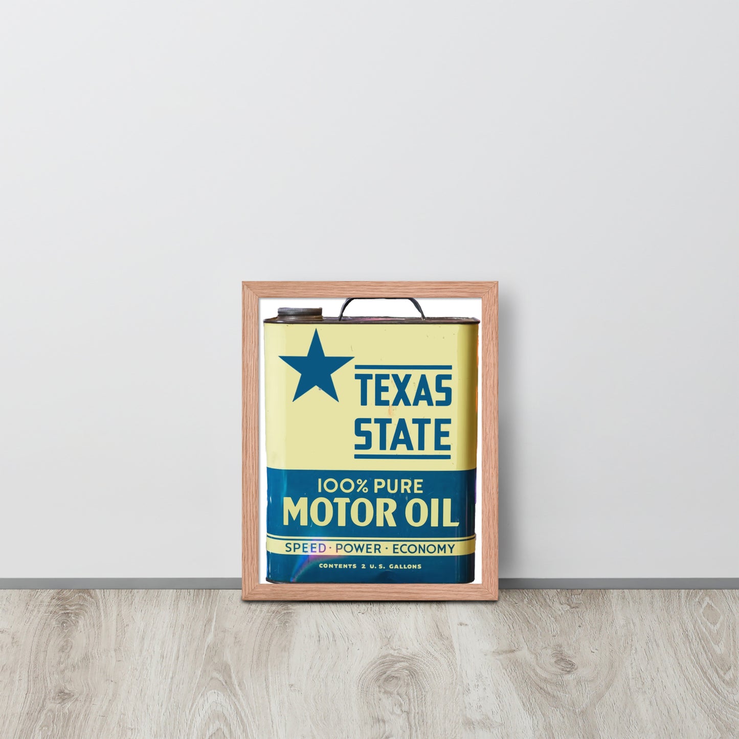 Vintage Texas Motor Oil Can Gallon Design Framed poster