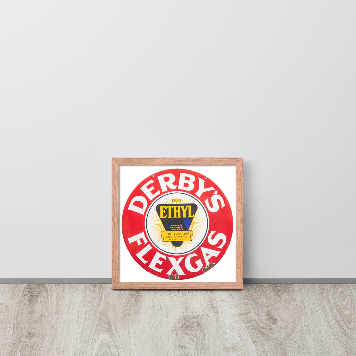 Vintage Derby Gas Tin Painted Design Framed poster