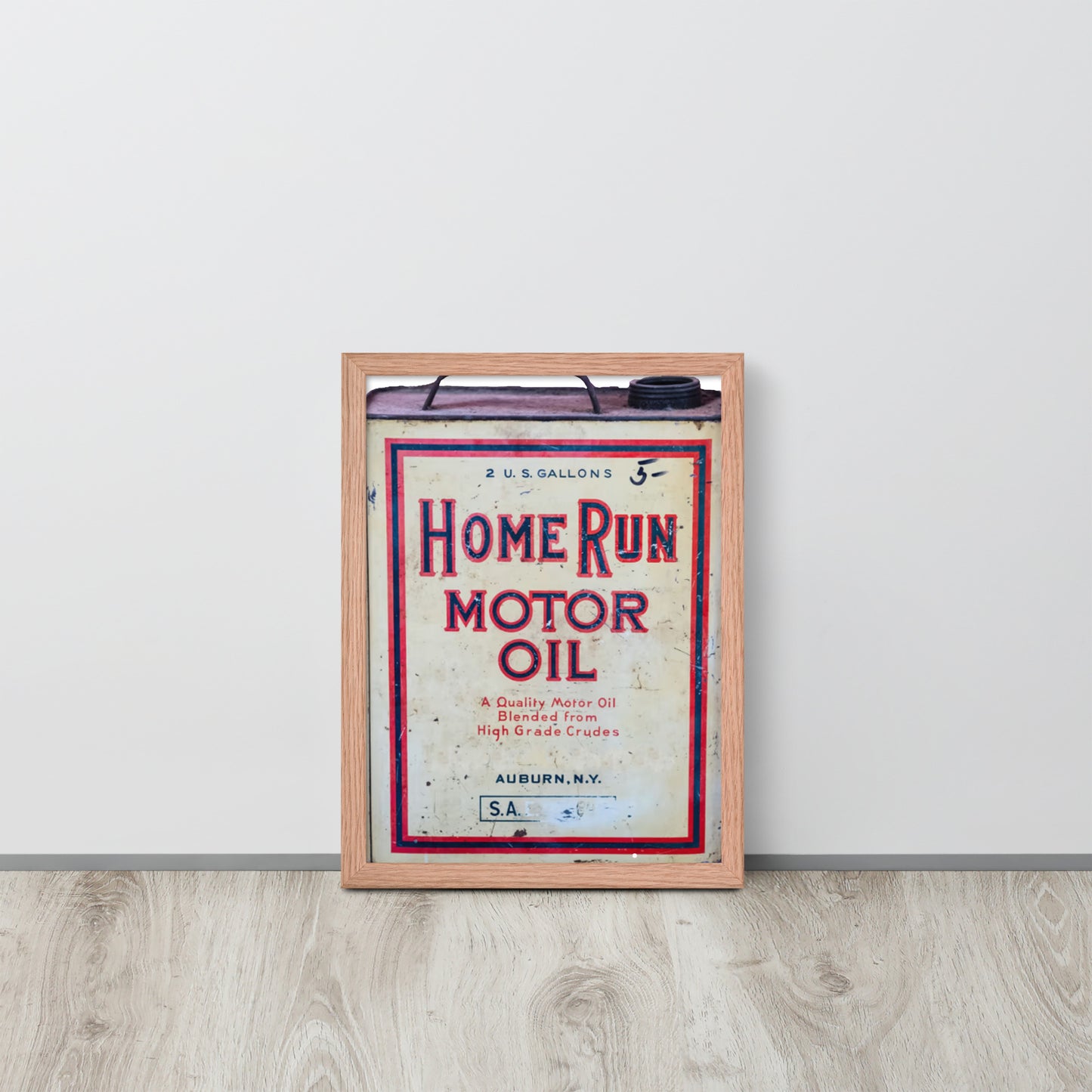 Vintage Home Run Oil Can Framed poster