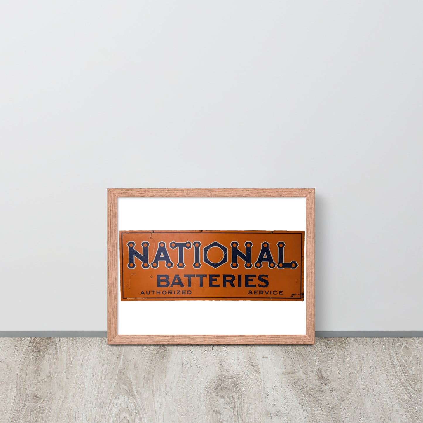 Retro National Battery Sign Patina Style Framed poster