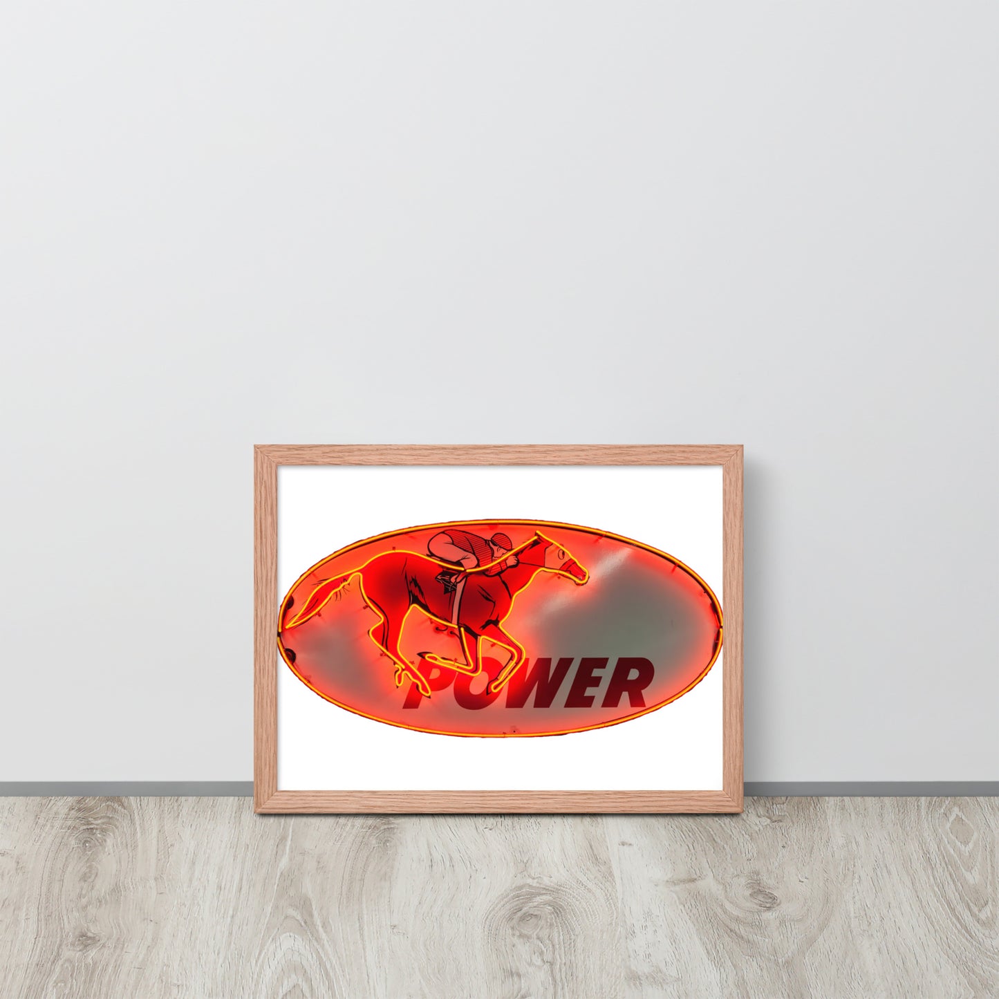 Retro Neon Sign Power Framed poster