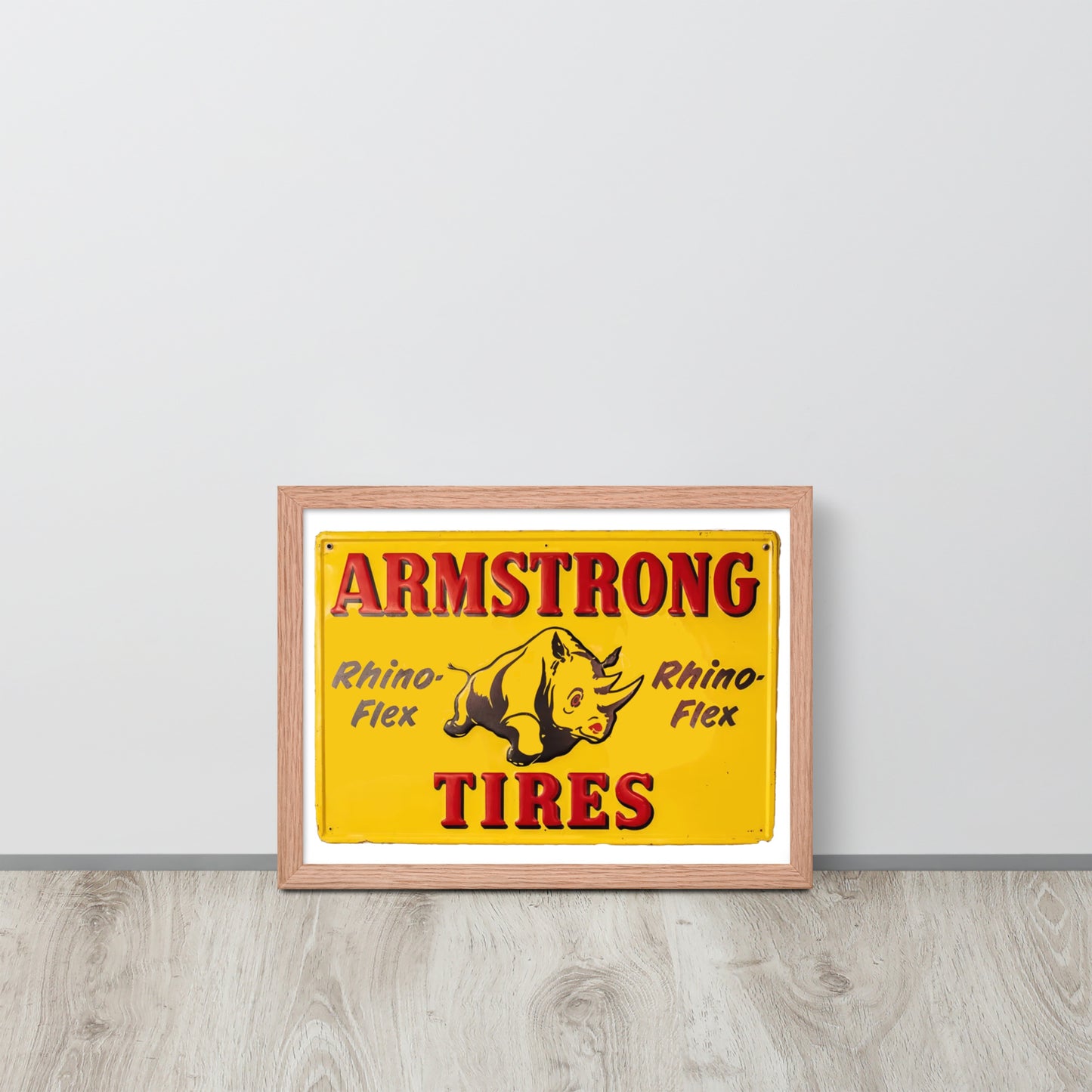 Retro Rhino Tire Sign Tin Style Framed poster