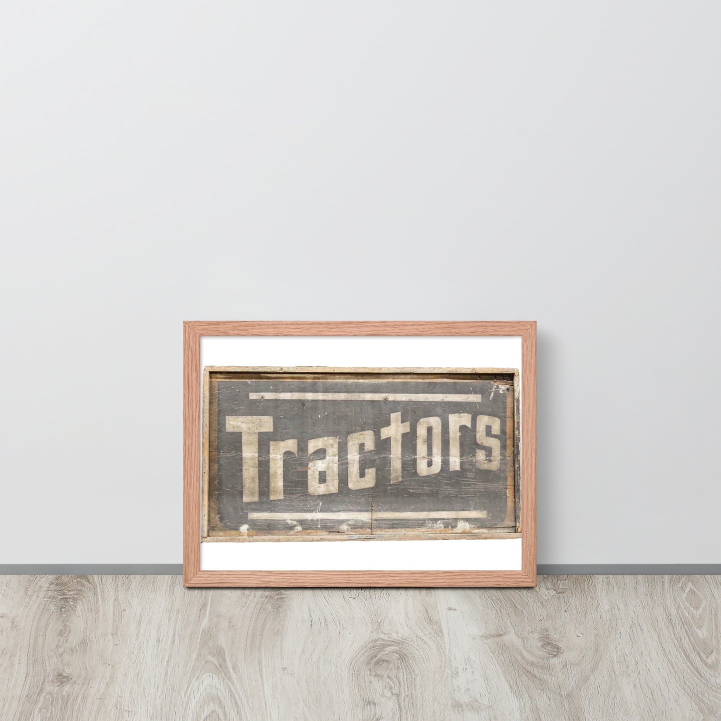 Retro Tractors Sign Wood Style Framed poster