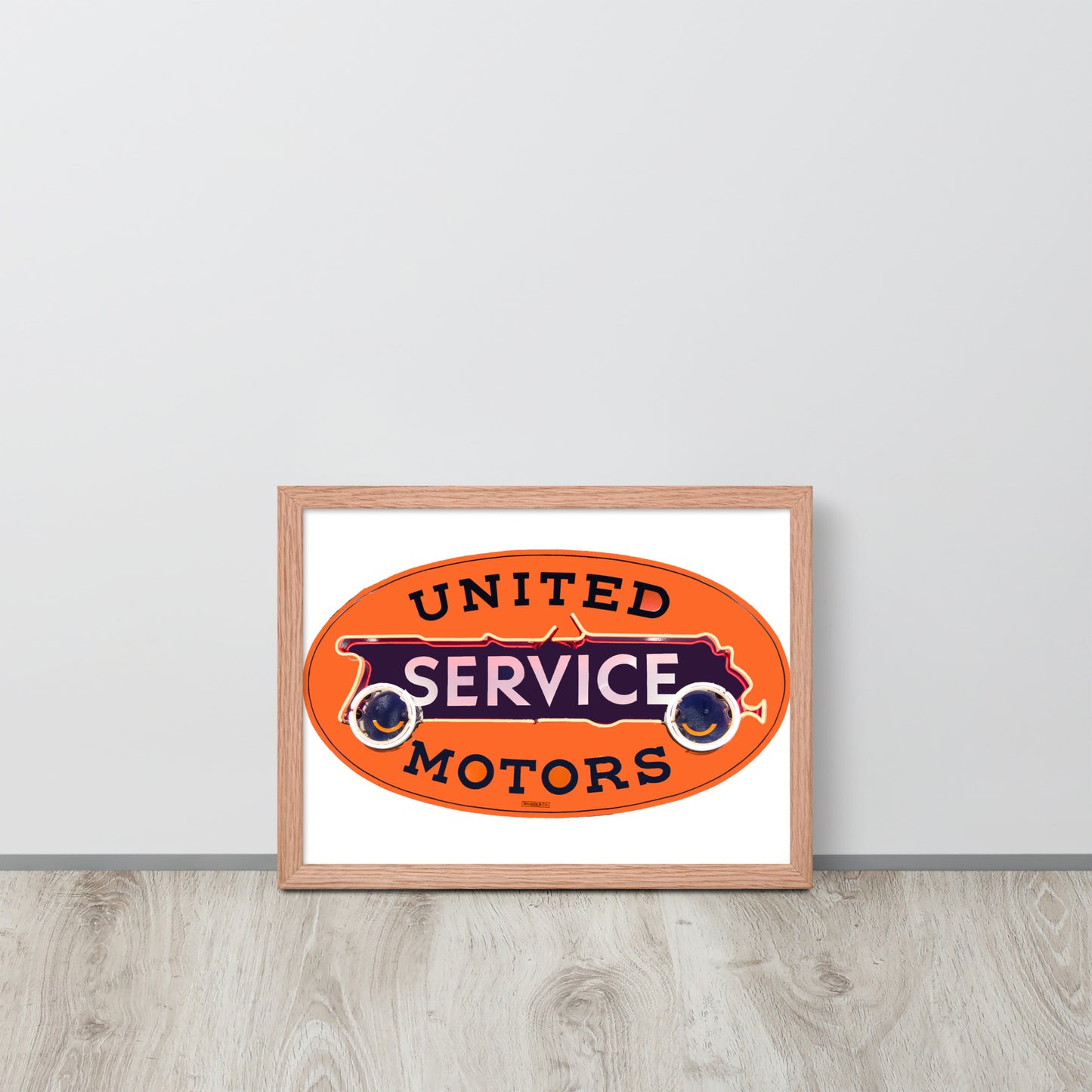 Vintage United Service Motor Neon Style Unlit Framed poster