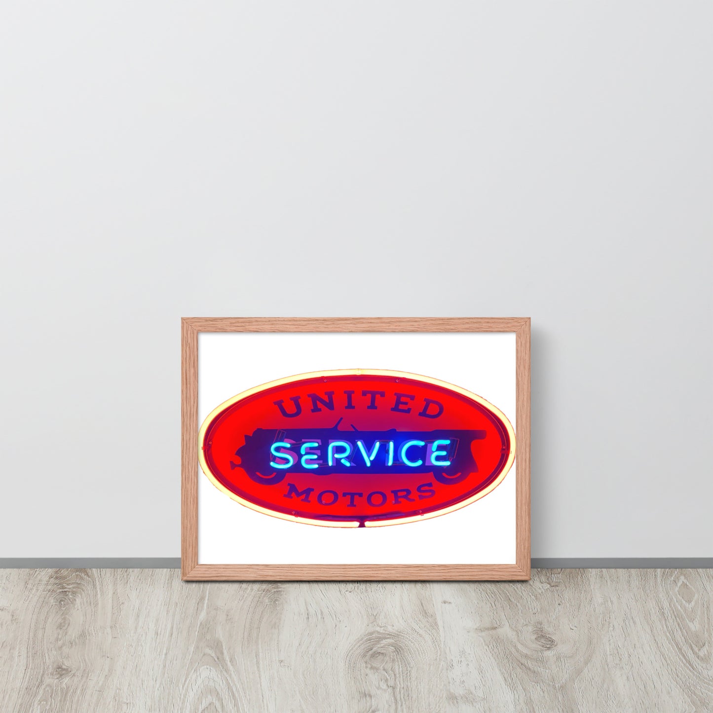 Vintage United Service Motor Neon Style Lit Framed poster