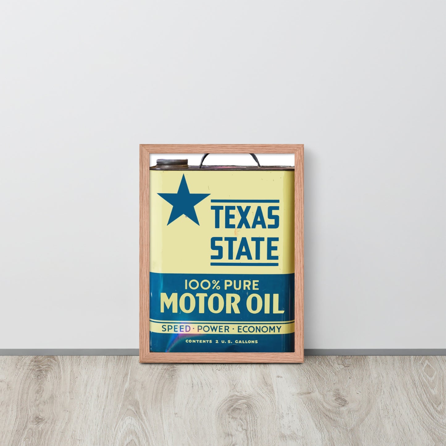 Vintage Texas Motor Oil Can Gallon Design Framed poster