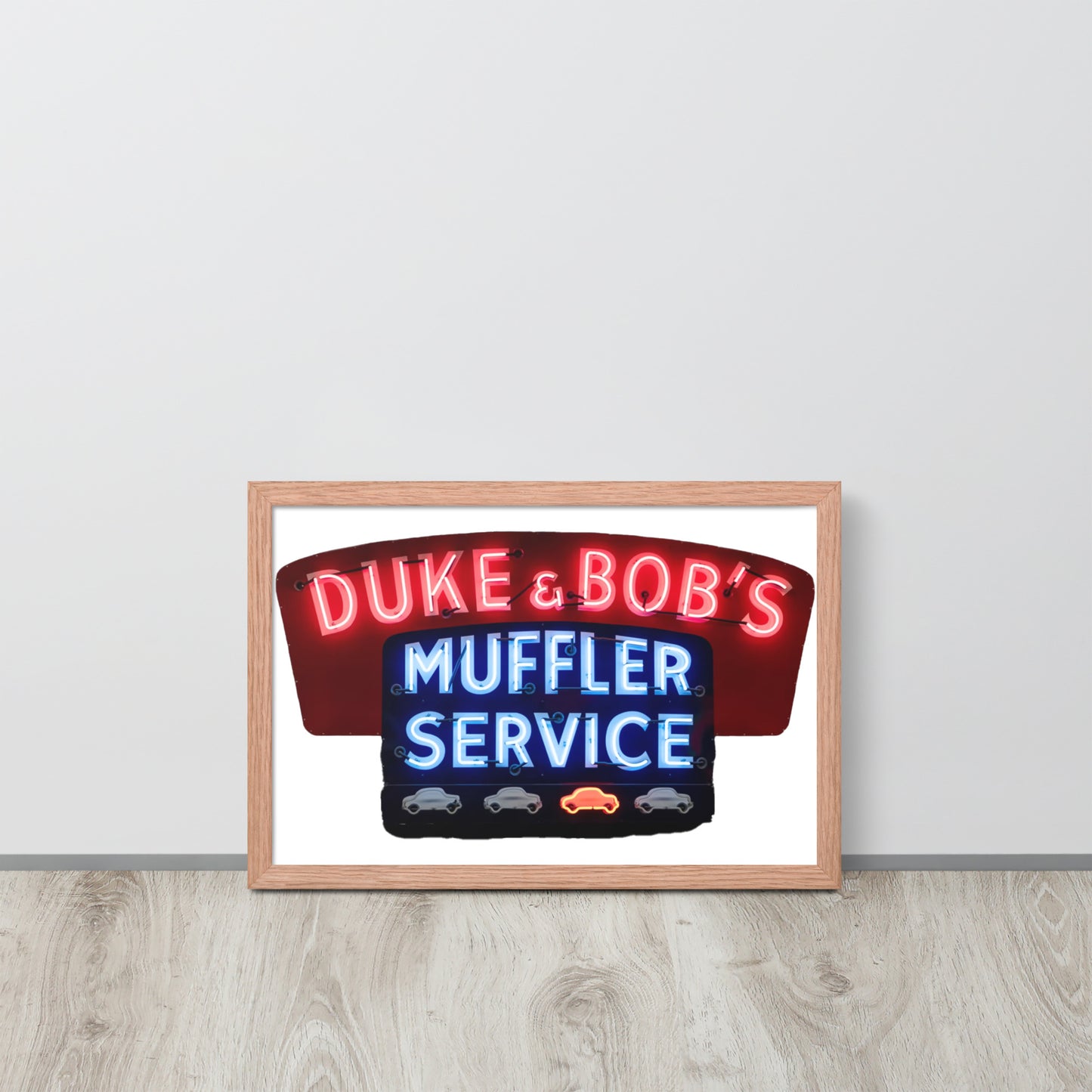 Duke + Bob Retro Neon Style Framed poster