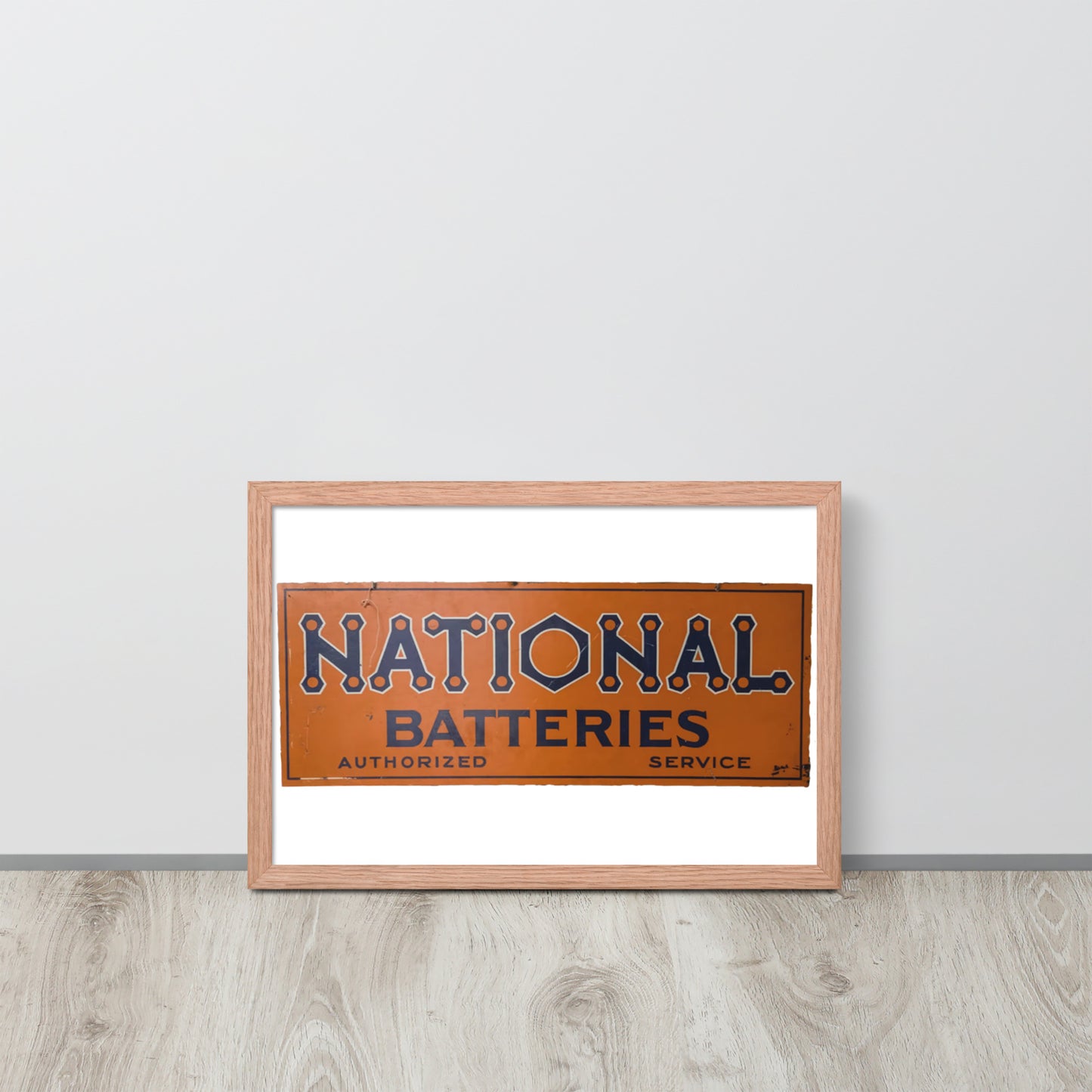 Retro National Battery Sign Patina Style Framed poster