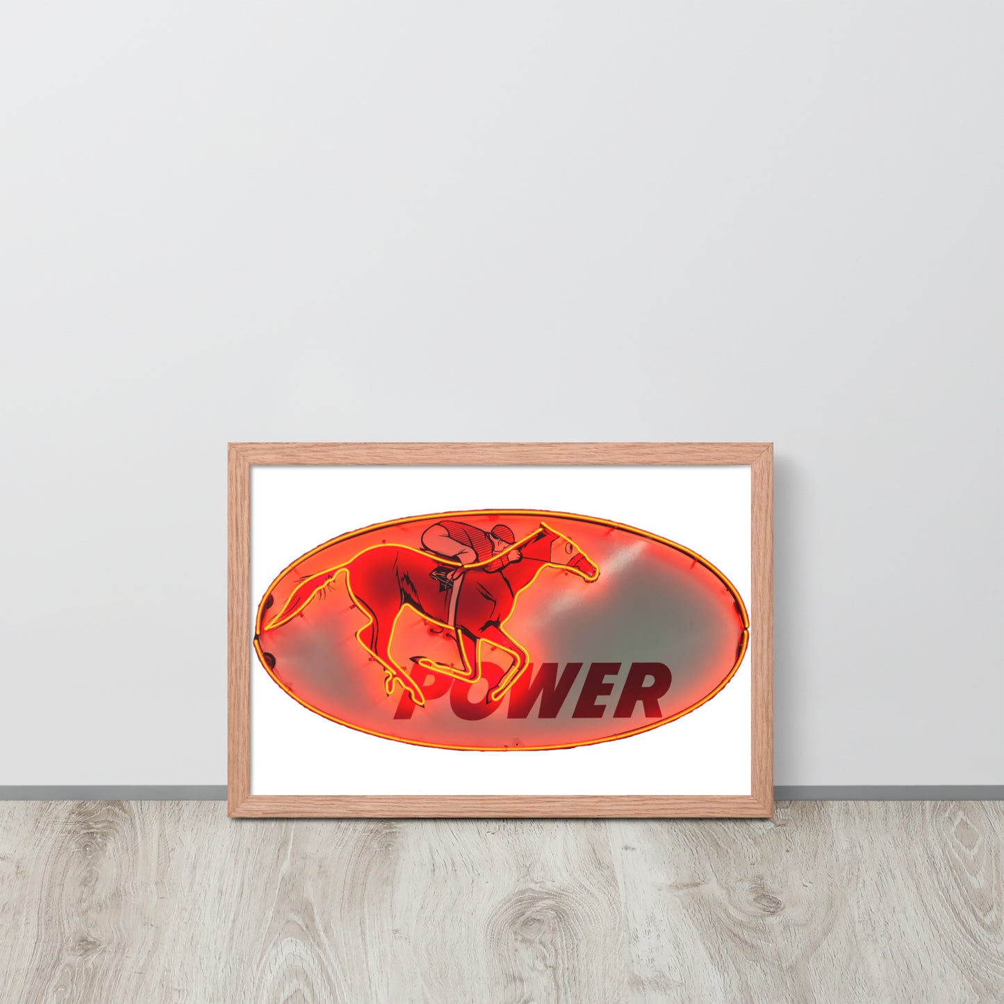 Retro Neon Sign Power Framed poster