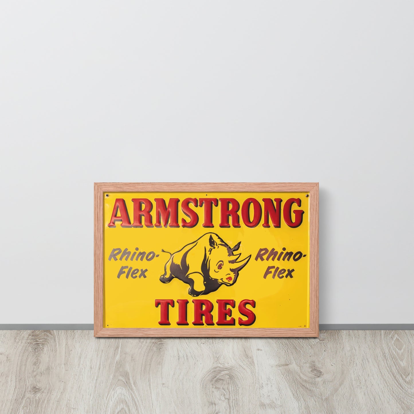 Retro Rhino Tire Sign Tin Style Framed poster