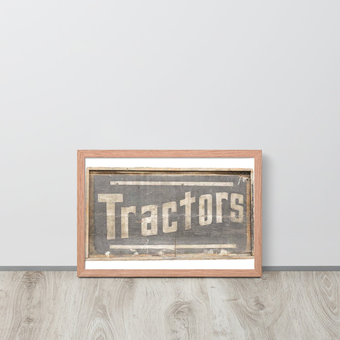 Retro Tractors Sign Wood Style Framed poster