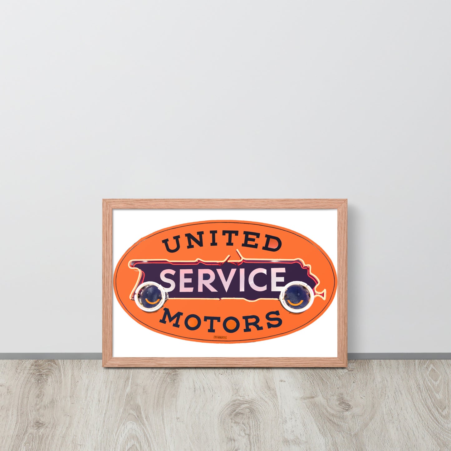 Vintage United Service Motor Neon Style Unlit Framed poster