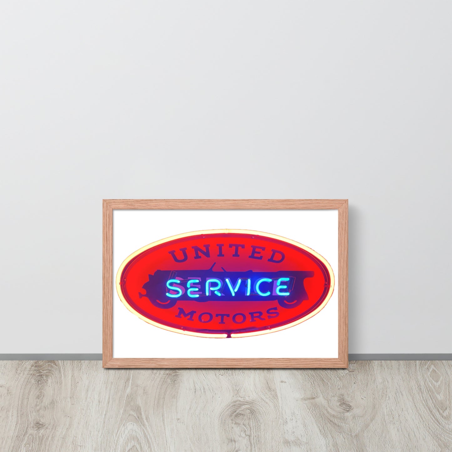 Vintage United Service Motor Neon Style Lit Framed poster