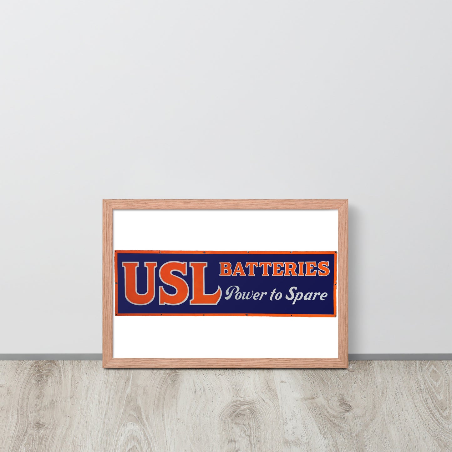 Retro USL Battery Tin Style Framed poster