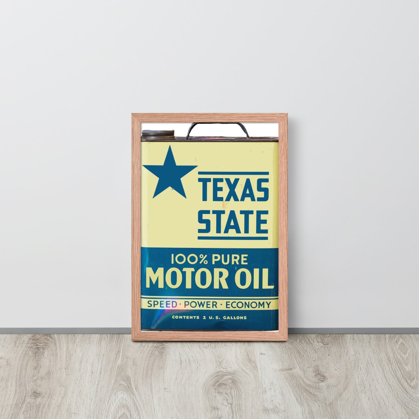 Vintage Texas Motor Oil Can Gallon Design Framed poster