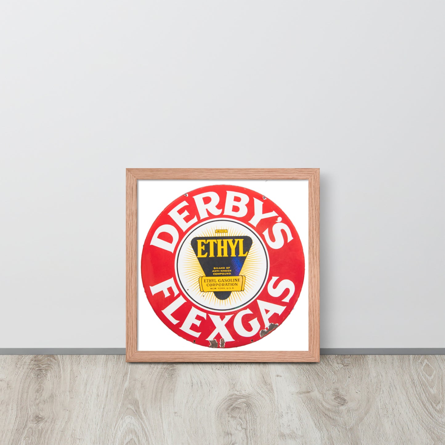 Vintage Derby Gas Tin Painted Design Framed poster