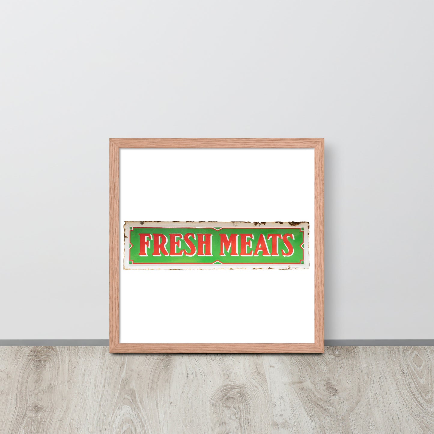 Vintage Fresh Meat Sign Porcelain Style Framed poster