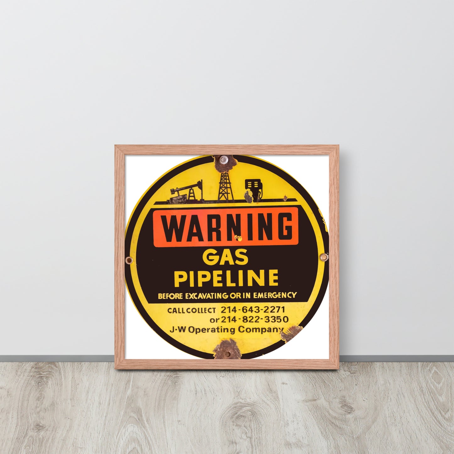 Retro Gas Warning Sign Tin Framed poster