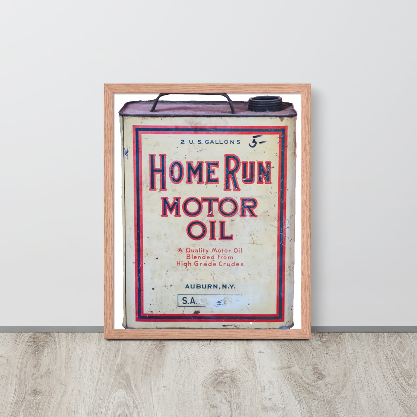 Vintage Home Run Oil Can Framed poster