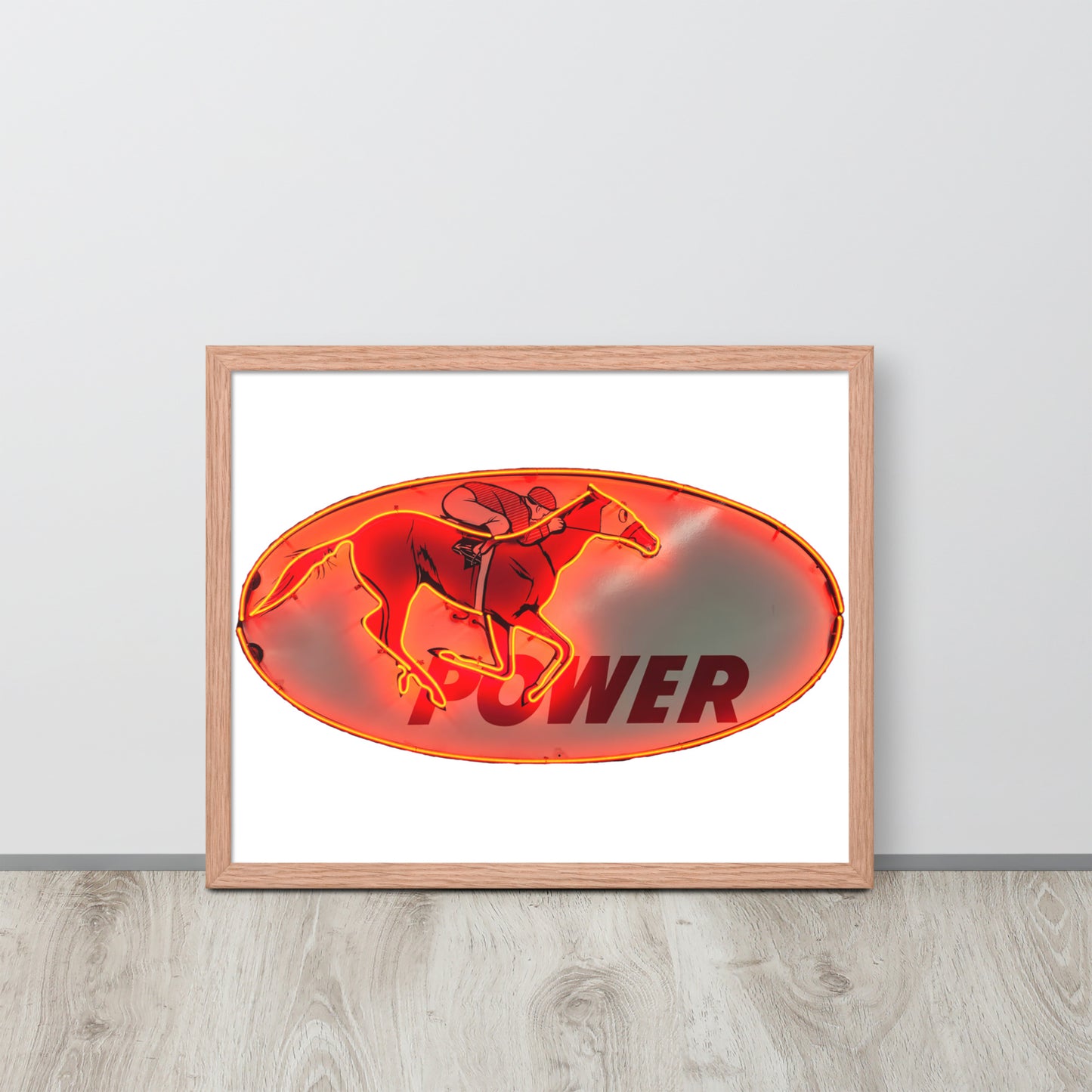 Retro Neon Sign Power Framed poster