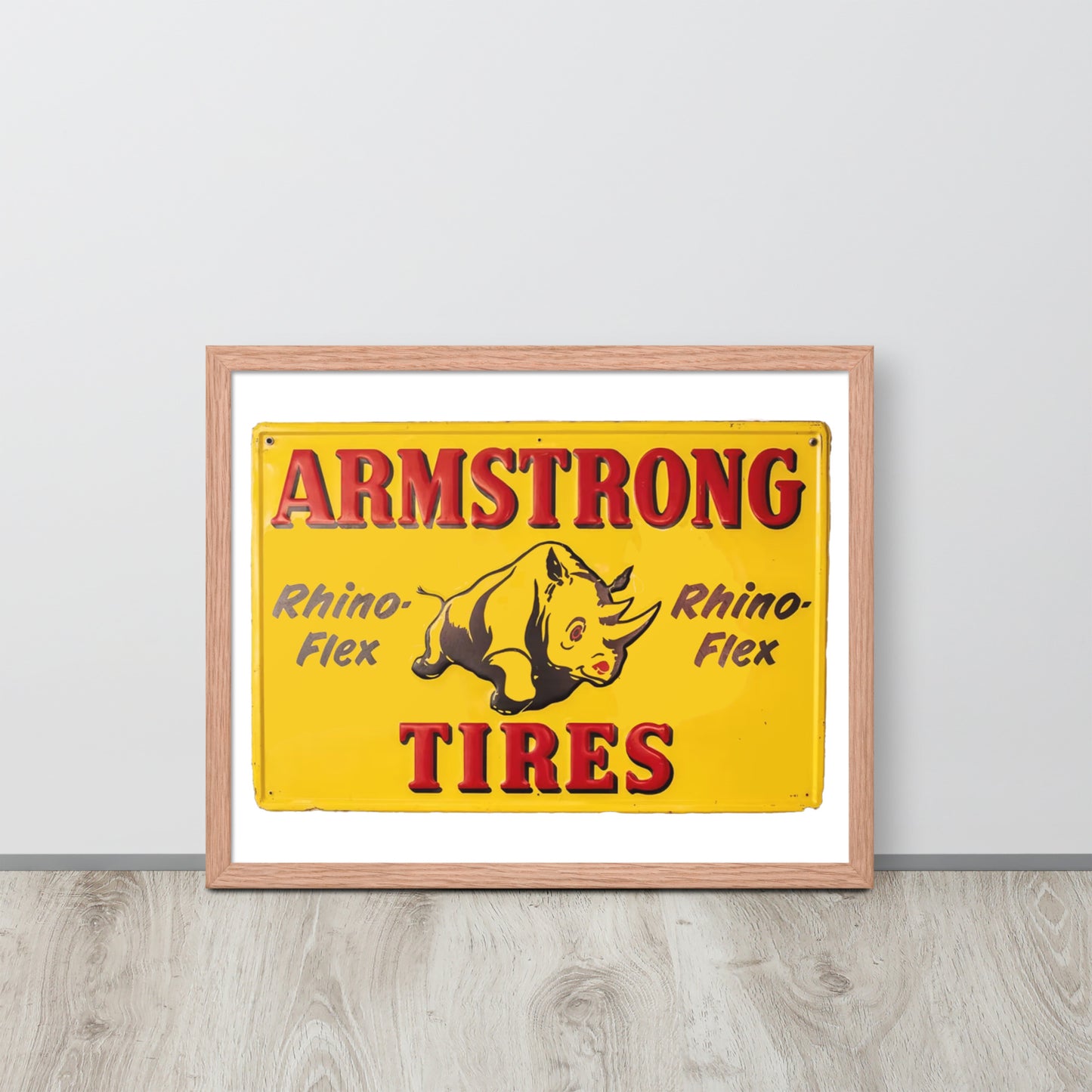 Retro Rhino Tire Sign Tin Style Framed poster