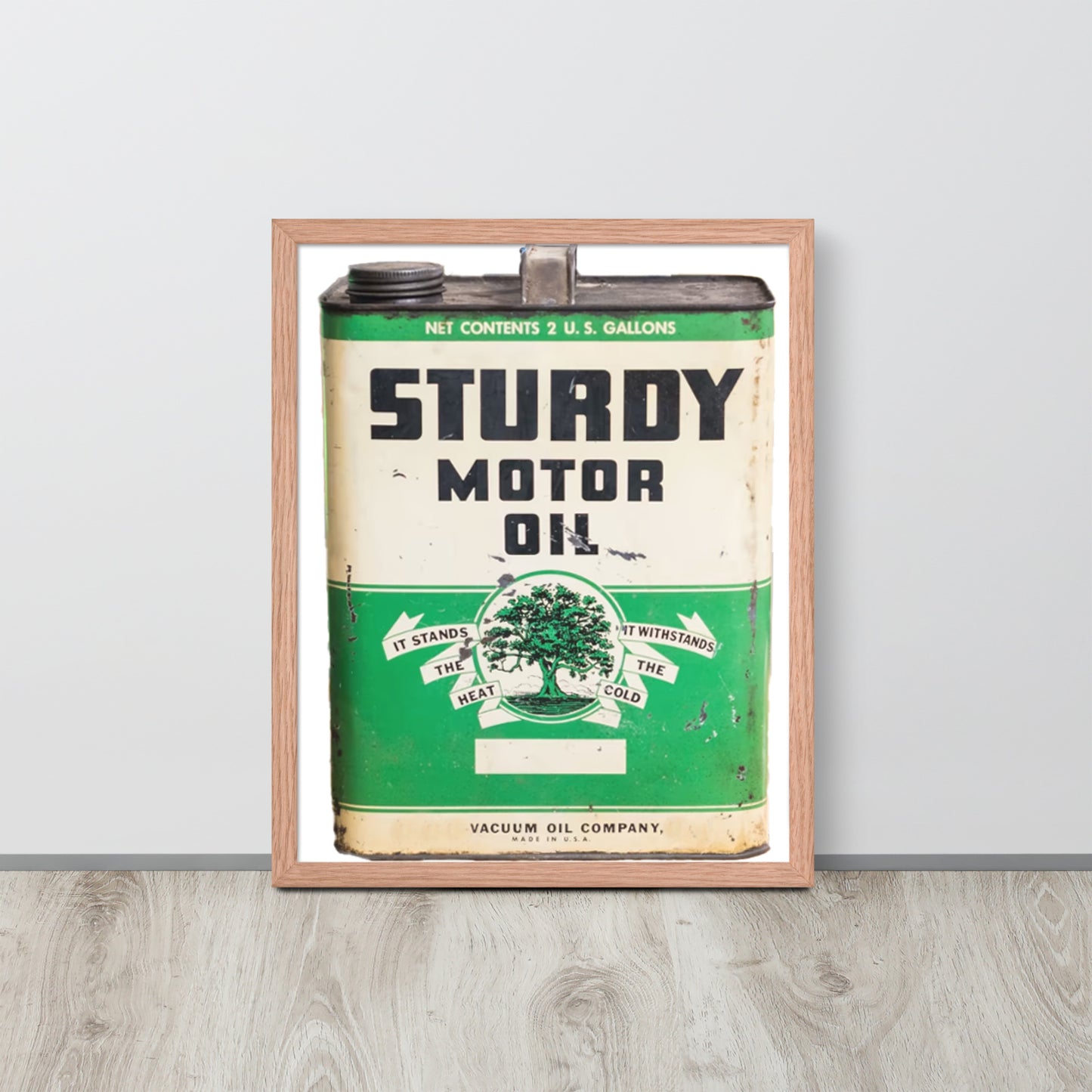 Vintage Sturdy Oil Can Patina Style Framed poster