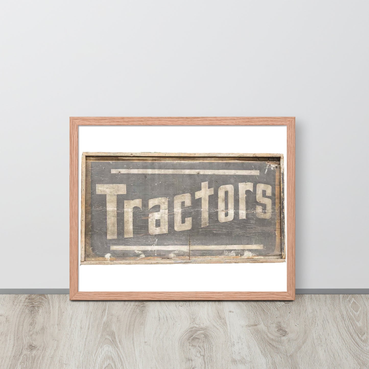 Retro Tractors Sign Wood Style Framed poster