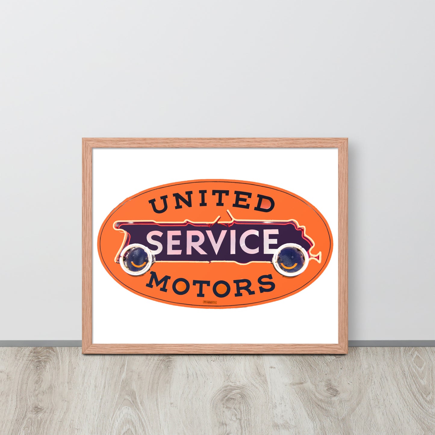 Vintage United Service Motor Neon Style Unlit Framed poster