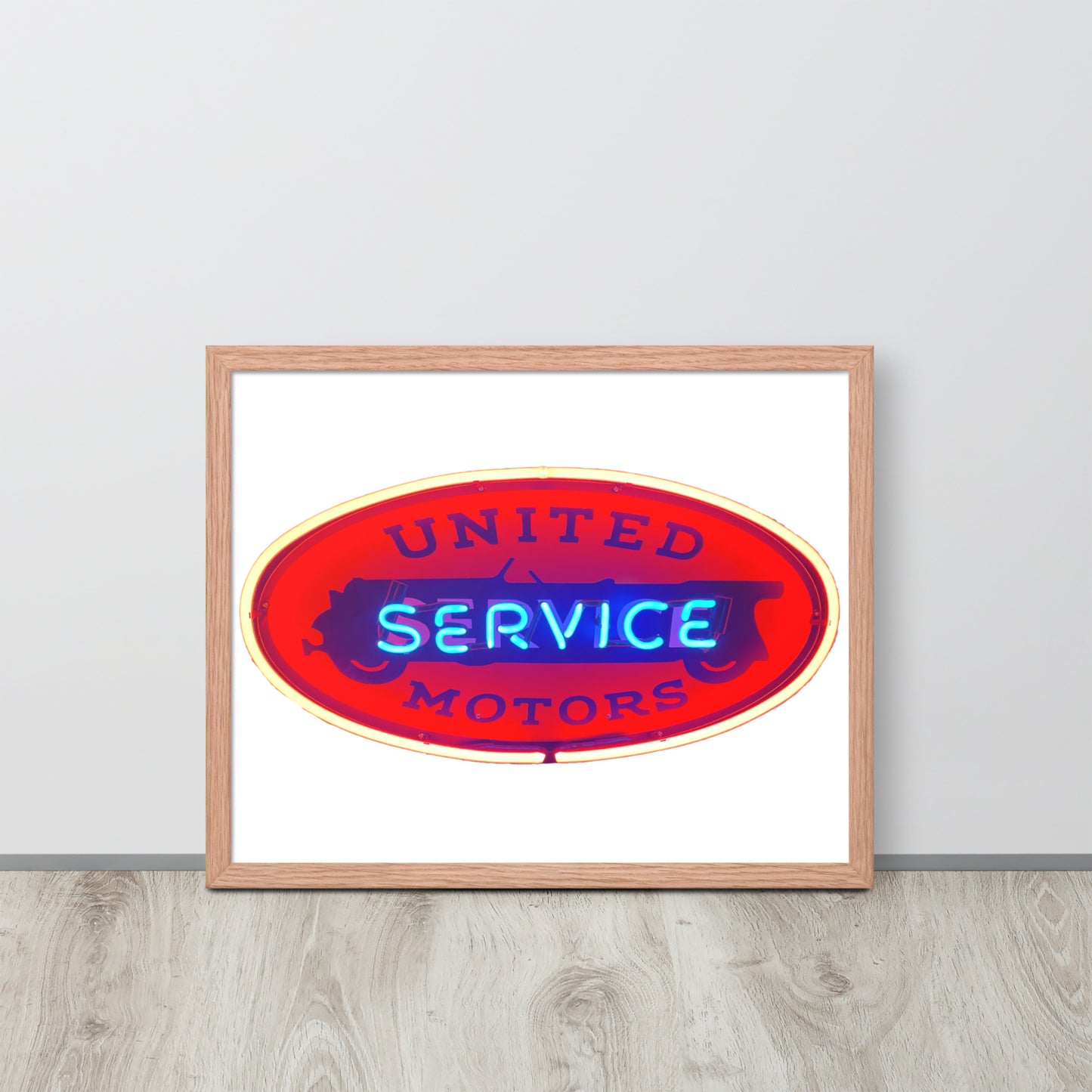 Vintage United Service Motor Neon Style Lit Framed poster