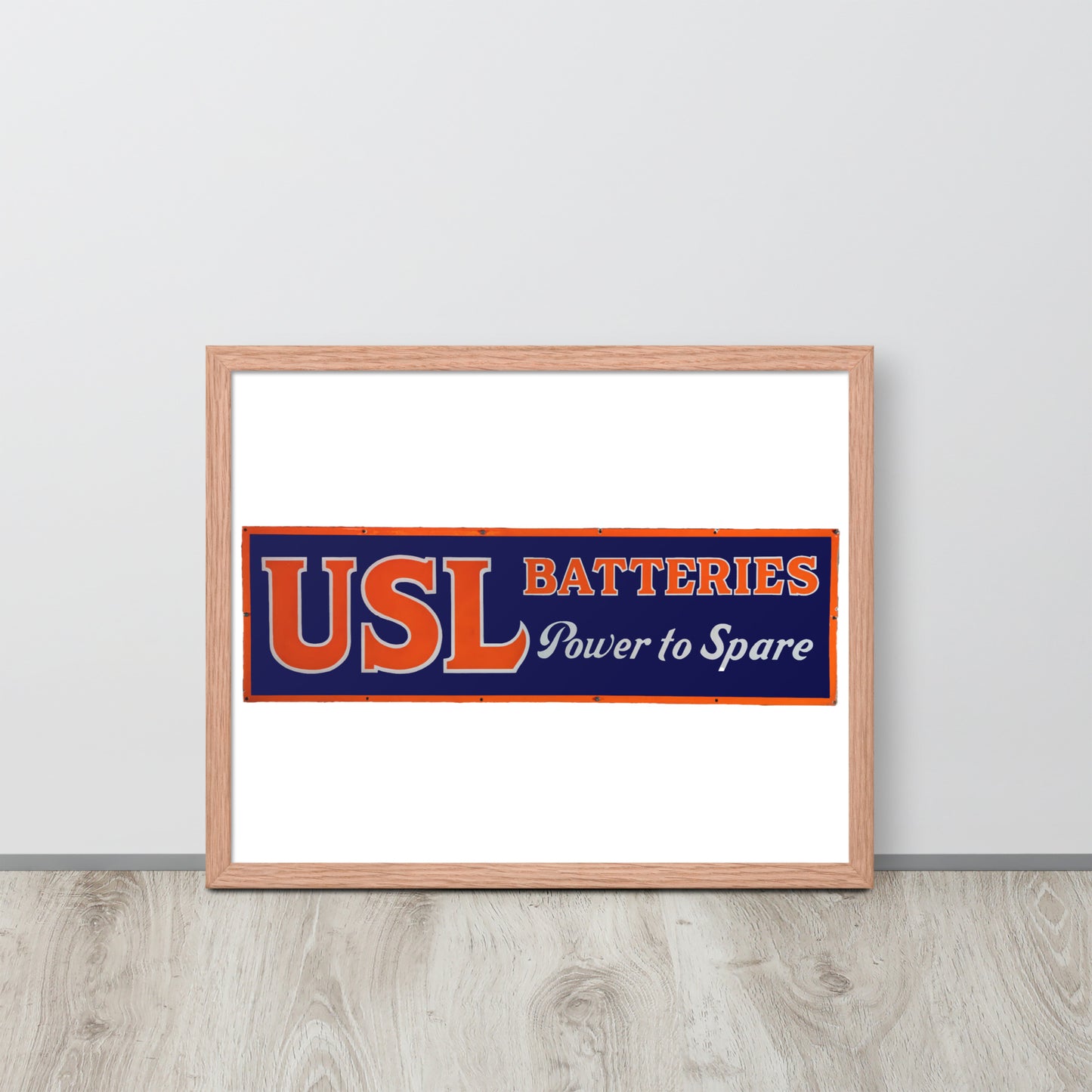 Retro USL Battery Tin Style Framed poster