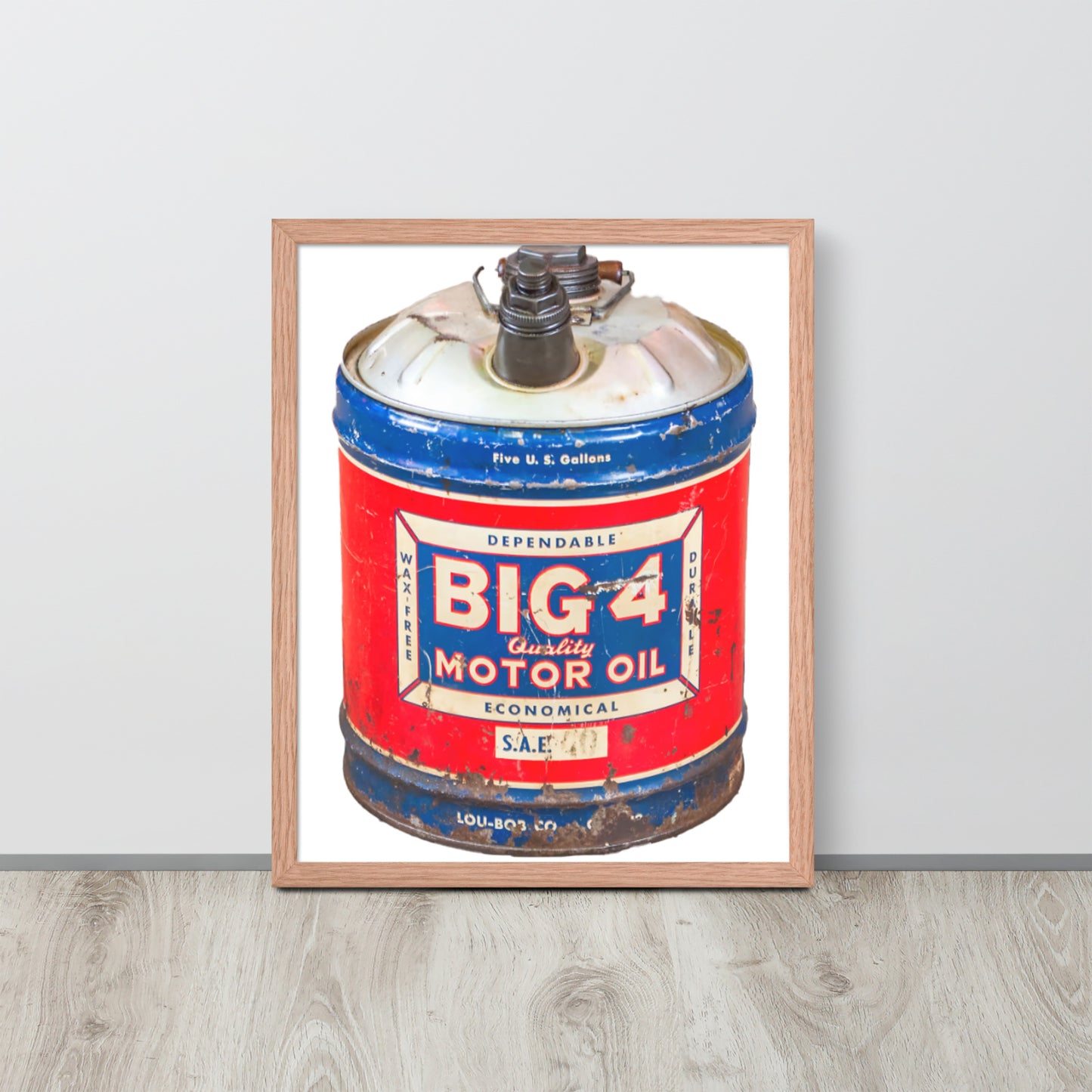 Vintage Motor Oil Steel Gallon Style Framed poster