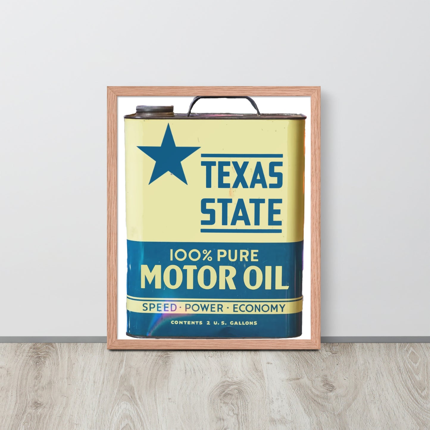 Vintage Texas Motor Oil Can Gallon Design Framed poster