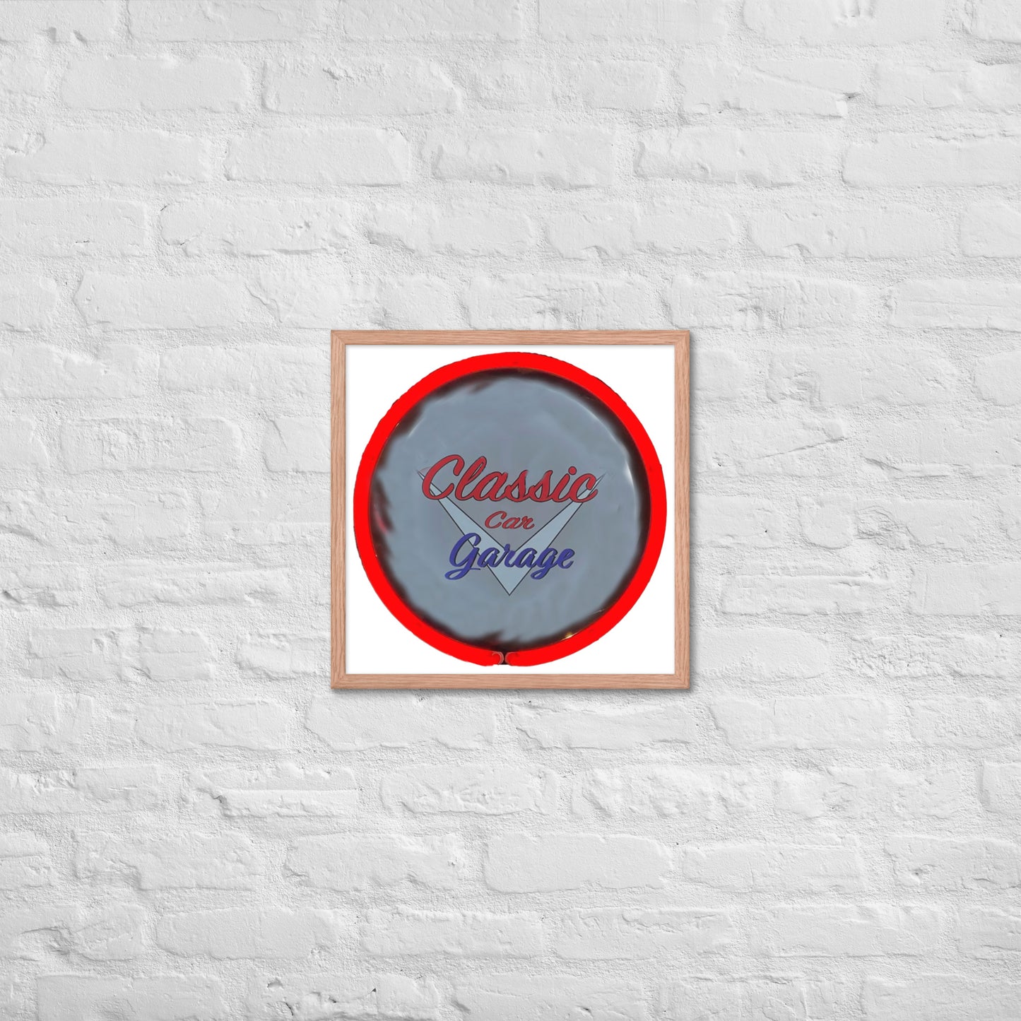 Classic Car Garage Neon Graffiti Style Framed poster